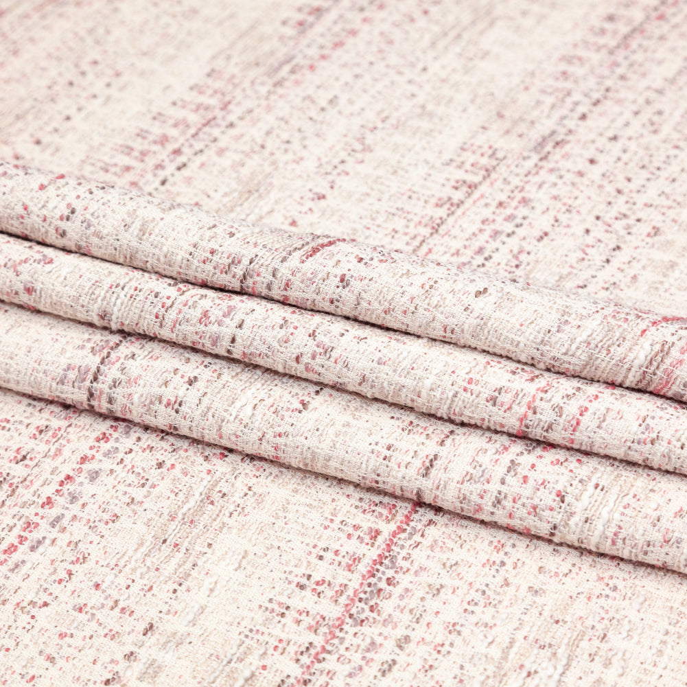 Ivory and Mauve Cotton Tweed Folded