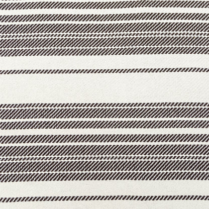 Off-White and Dark Brown Striped Loosely Woven Cotton Twill