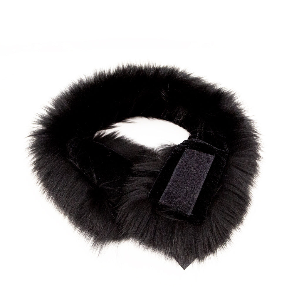 Black Fox Fur Headband or Scarf with VELCRO&reg; Closure Folded