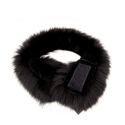 Black Fox Fur Headband or Scarf with VELCRO&reg; Closure Folded