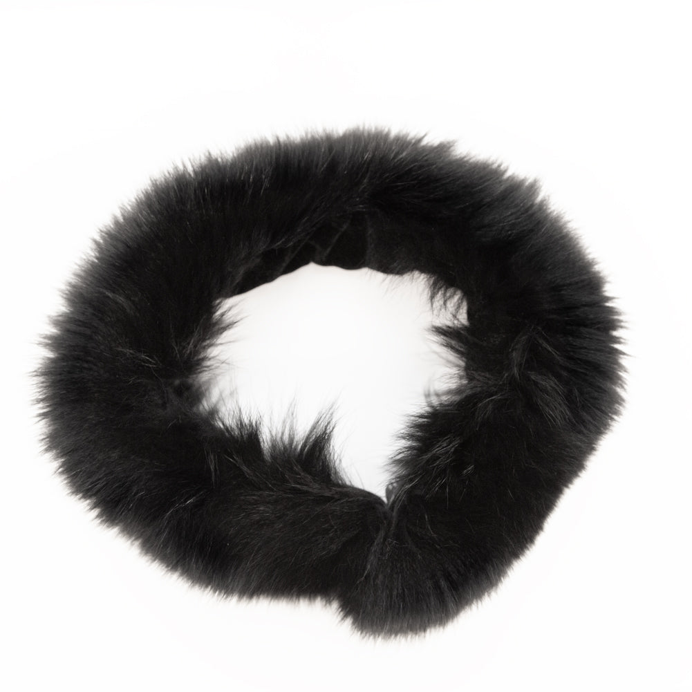 Black Fox Fur Headband or Scarf with VELCRO&reg; Closure Detail