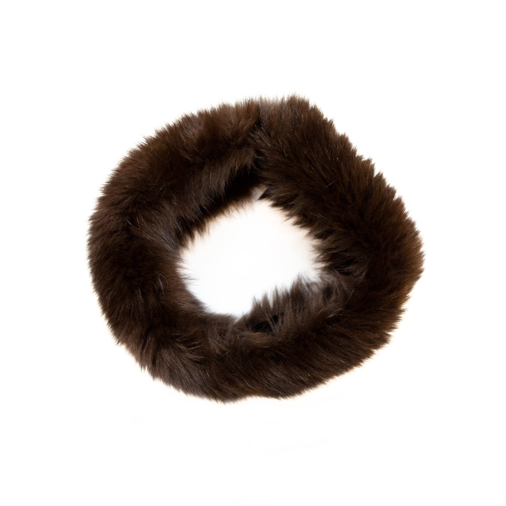 Brown Fox Fur Headband or Scarf with VELCRO&reg; Closure Detail
