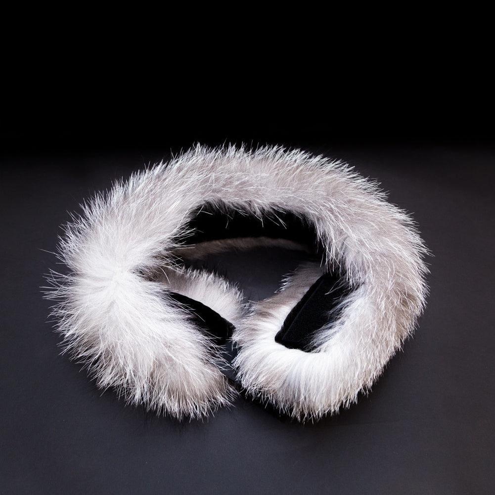 Blue Frost Fox Fur Headband or Scarf with VELCRO&reg; Closure Folded