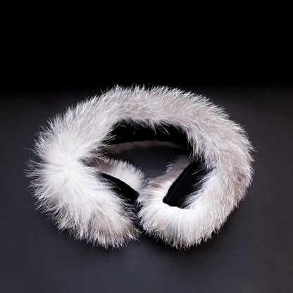 Blue Frost Fox Fur Headband or Scarf with VELCRO&reg; Closure Folded