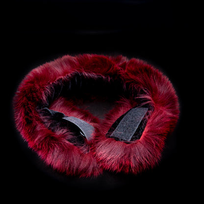 Burgundy Fox Fur Headband or Scarf with VELCRO&reg; Closure Folded