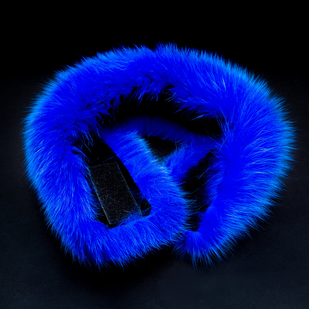 Royal Blue Fox Fur Headband or Scarf with VELCRO&reg; Closure Folded