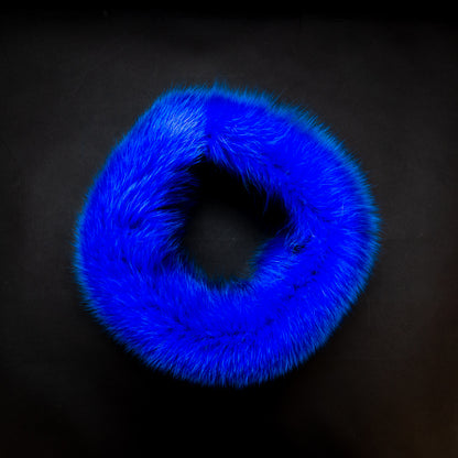 Royal Blue Fox Fur Headband or Scarf with VELCRO&reg; Closure Detail