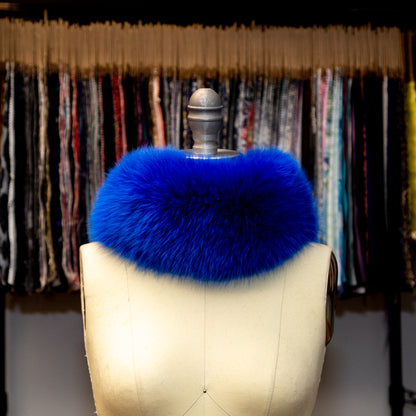 Royal Blue Fox Fur Headband or Scarf with VELCRO&reg; Closure