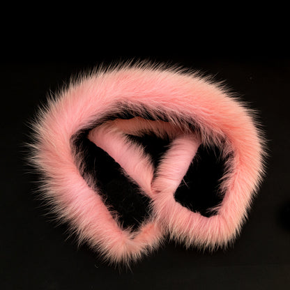 Pink Fox Fur Headband or Scarf with VELCRO&reg; Closure Folded