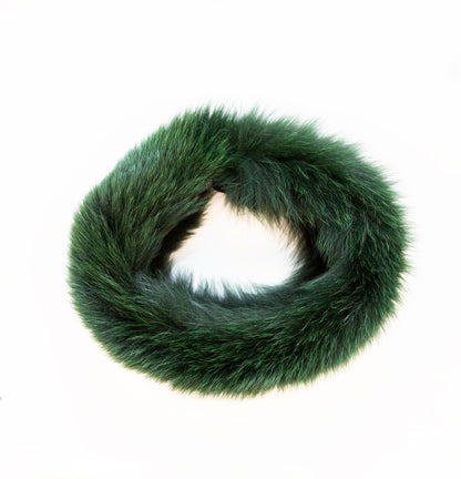 Hunter Green Fox Fur Headband or Scarf with VELCRO&reg; Closure Detail
