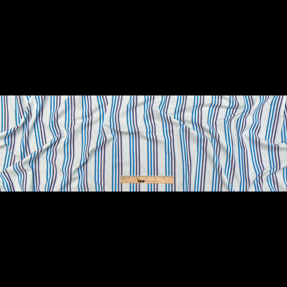 Cotton Voile - Navy, Cobalt and Baby Blue Stripes Full