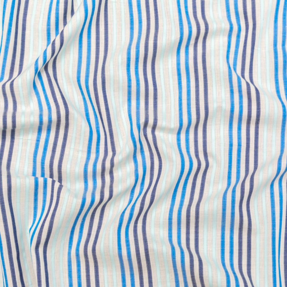 Cotton Voile - Navy, Cobalt and Baby Blue Stripes