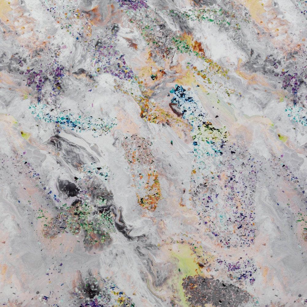 Italian Gray, Pastel Pink and Green Abstract Paper Taffeta