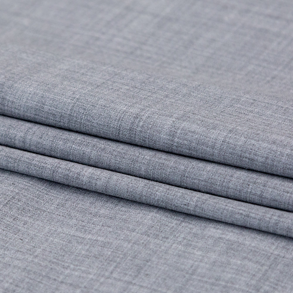 Italian Heathered Light Gray Stretch Suiting Folded