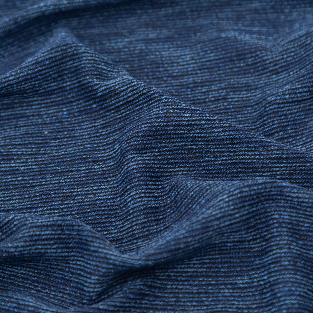 Heathered Blue and Black Stretch Knit Detail