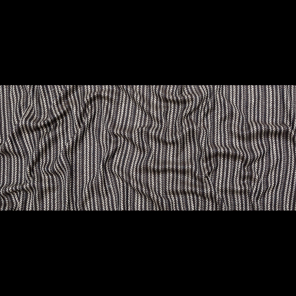Brown Navy and White Striped Chevron Wool Woven Full