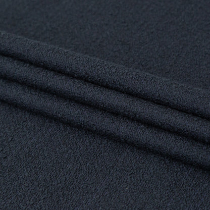 Navy Wool Boucle with a Cotton Backing Folded
