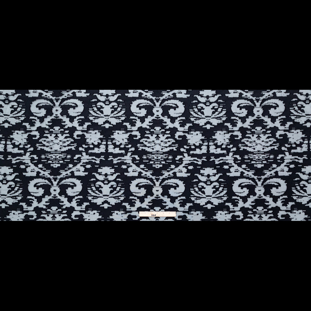 Shimmering Black Abstract Organza Burnout Full
