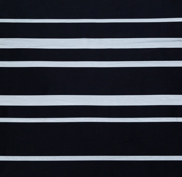 Italian Black Cotton Awning Striped Polyester Organza
