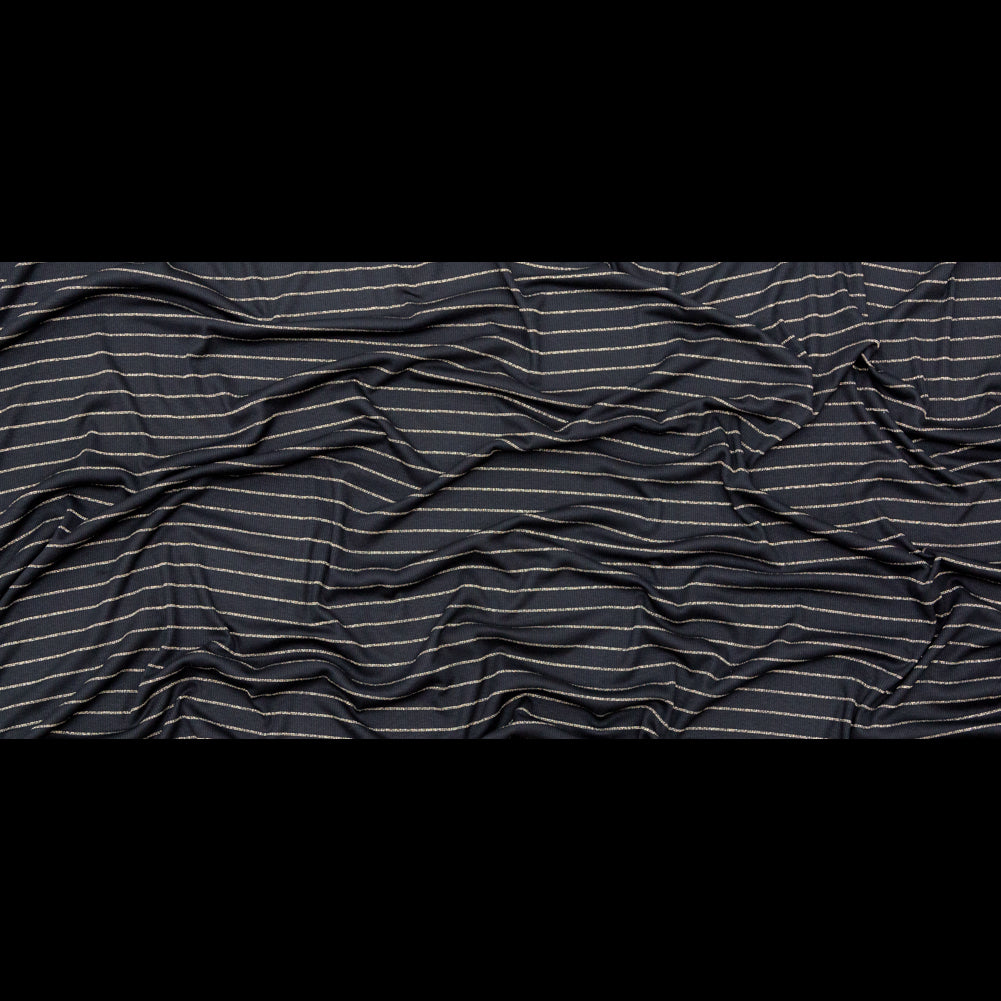 Black and Metallic Gold Striped Rib Knit Full
