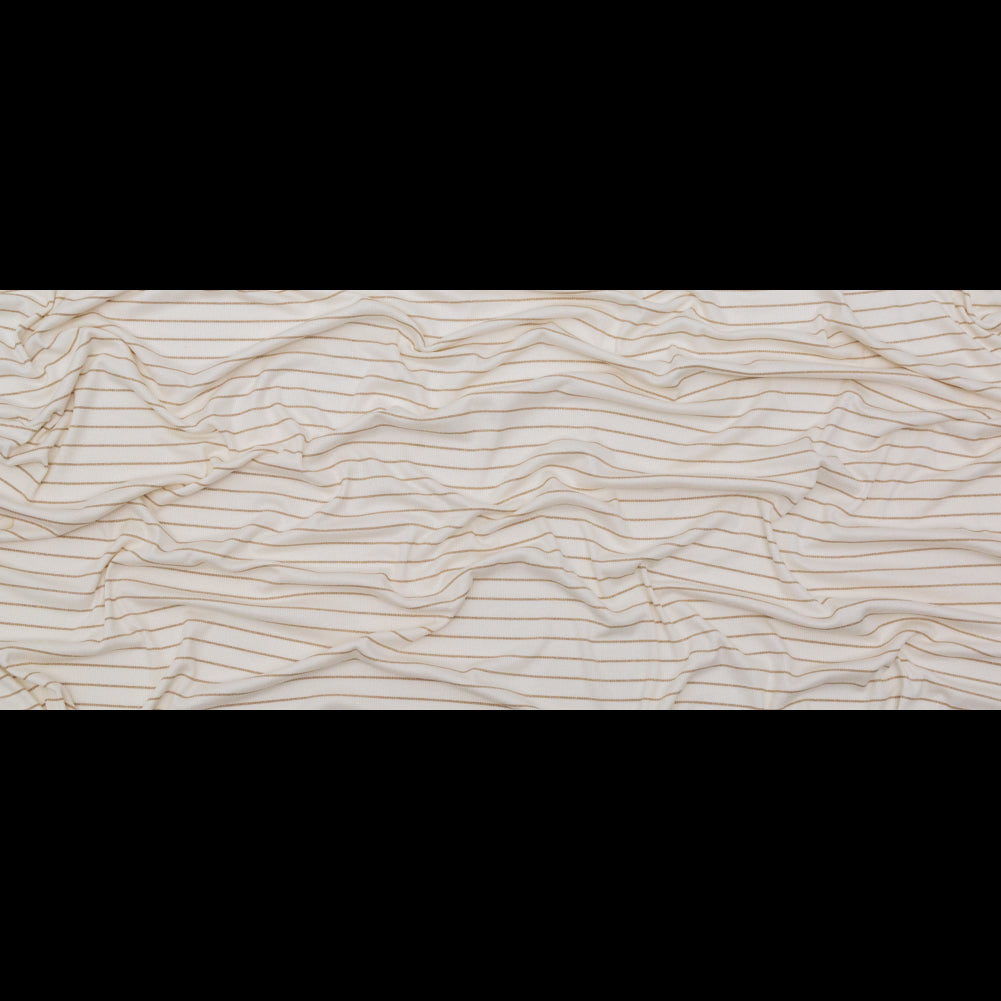 White and Metallic Gold Striped Rib Knit Full