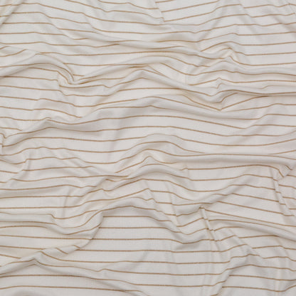 White and Metallic Gold Striped Rib Knit