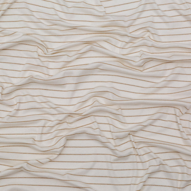 White and Metallic Gold Striped Rib Knit