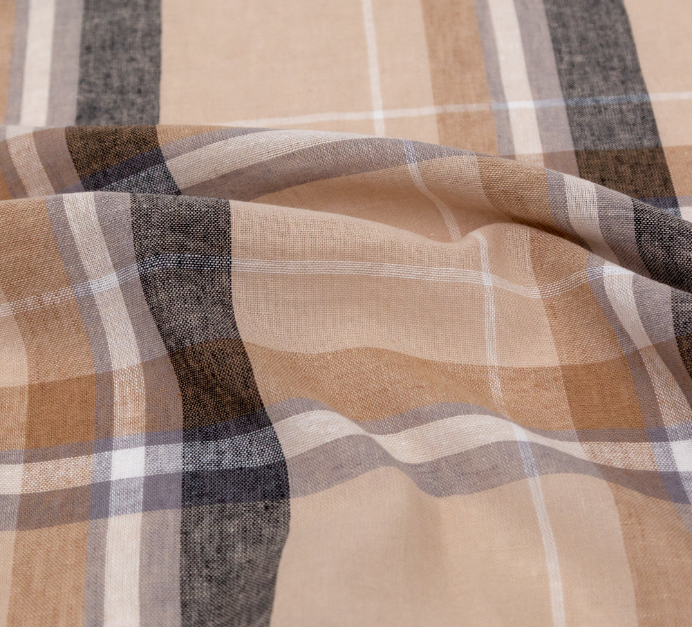 Beige Plaid Cotton Gauze Detail