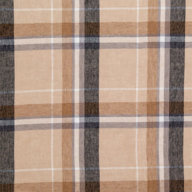 Beige Plaid Cotton Gauze