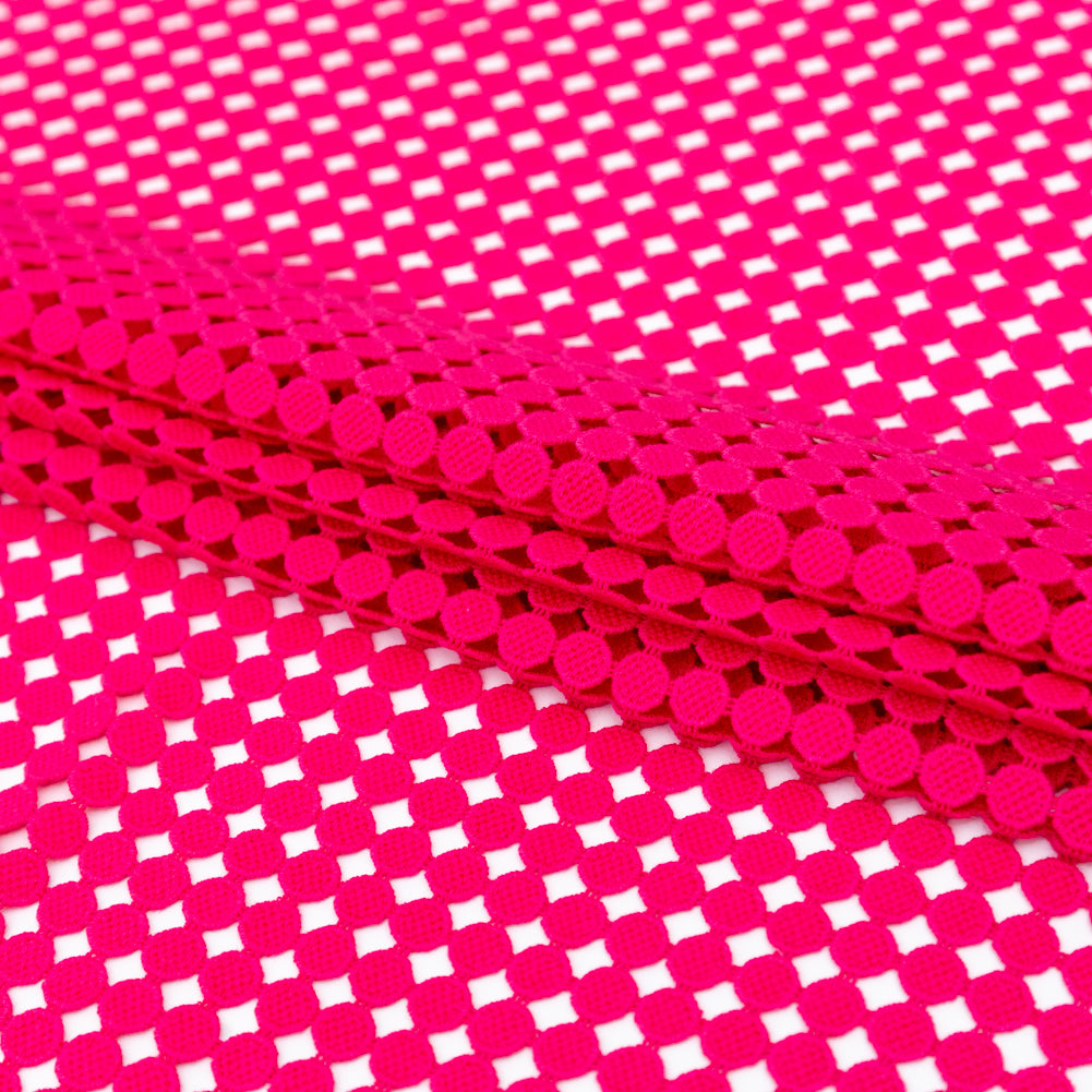 Cotton Guipure Lace - Hot Pink Geometric Folded