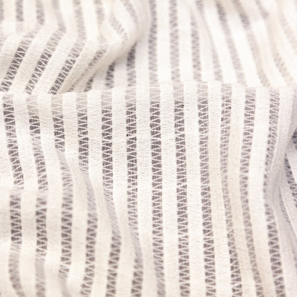 White Cotton Striped and Embroidered Crinkled Chiffon Detail