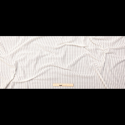 White Cotton Striped and Embroidered Crinkled Chiffon Full