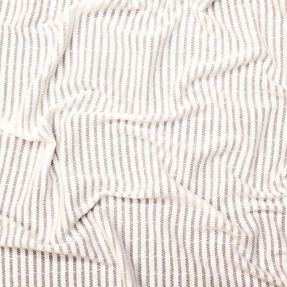 White Cotton Striped and Embroidered Crinkled Chiffon