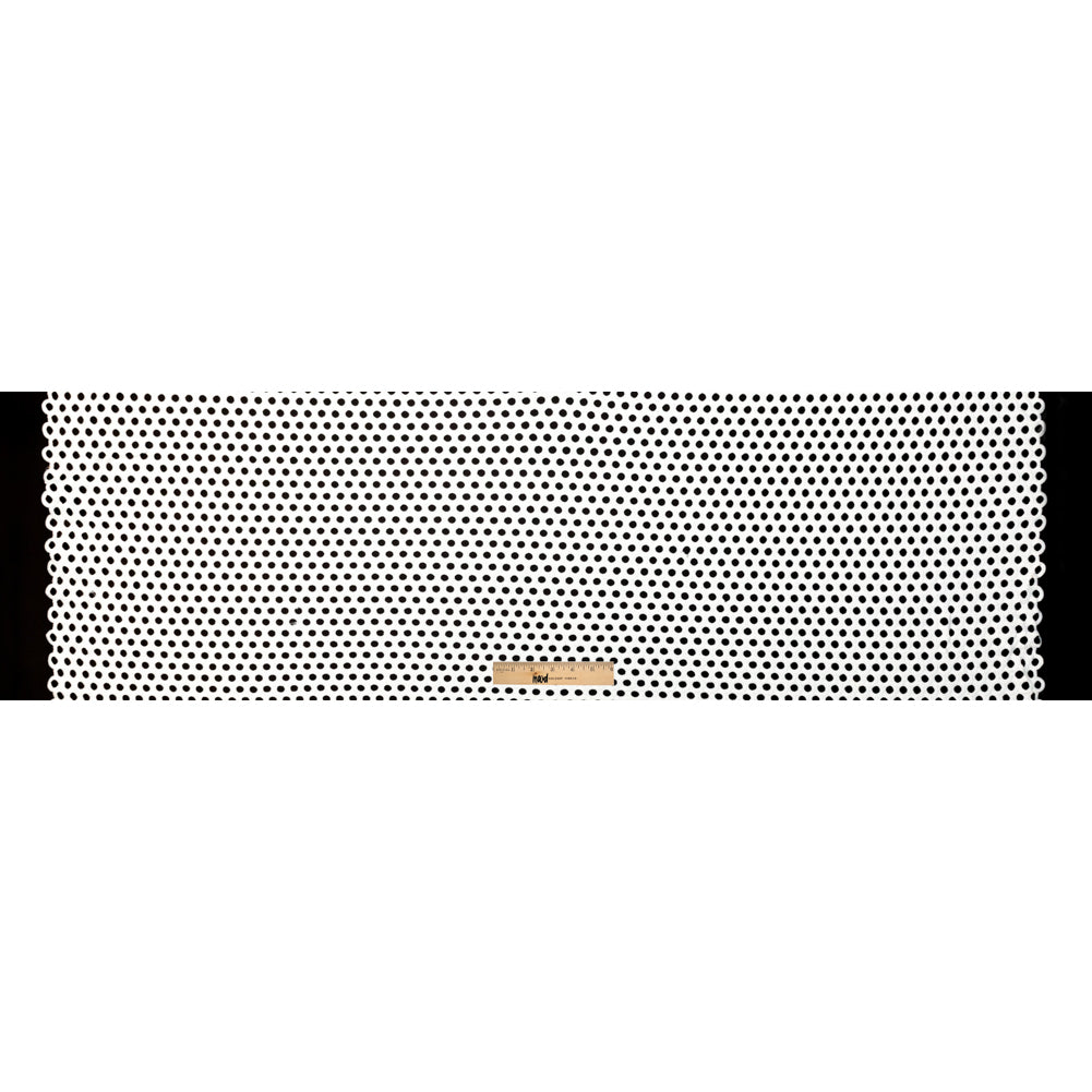 White Geometric Circles Guipure Lace with Finished Edges Full