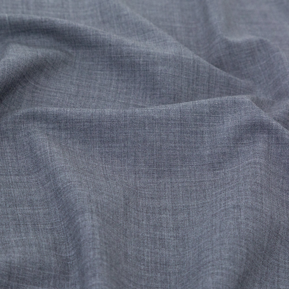 Italian Heathered Gray Stretch Wool Suiting Detail