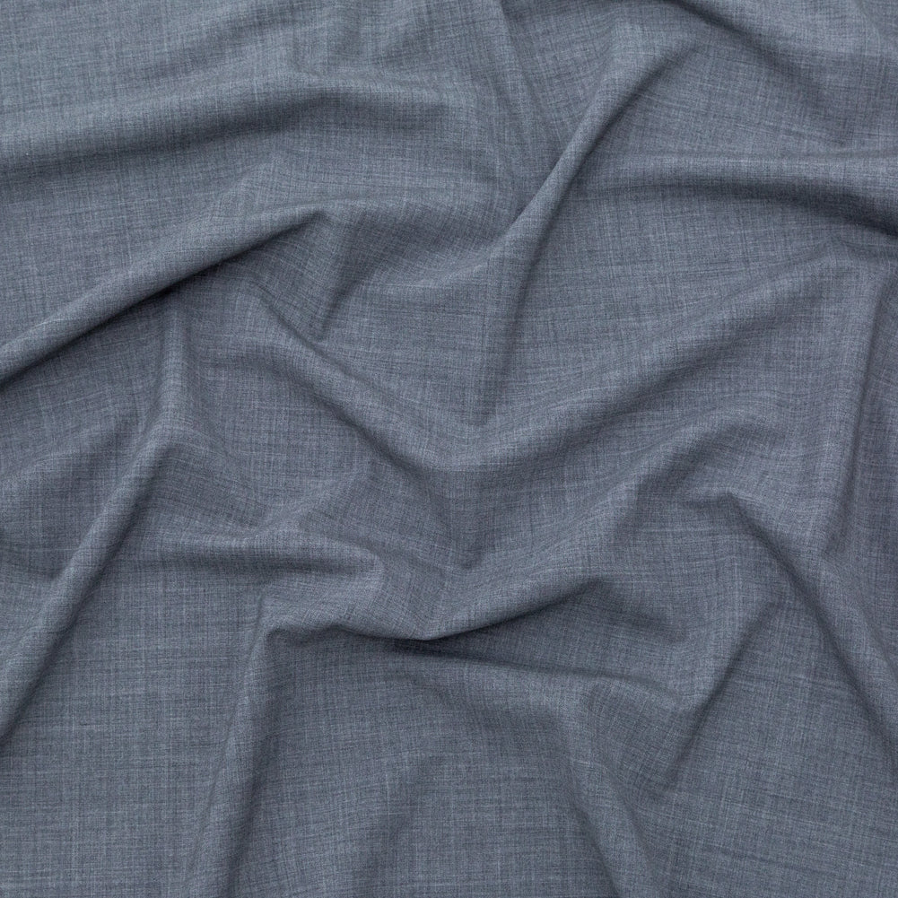 Italian Heathered Gray Stretch Wool Suiting