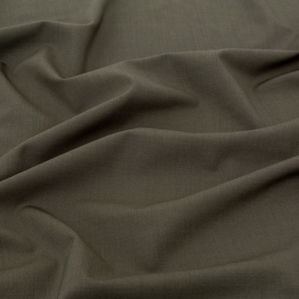 Italian Olive Night Stretch Wool Suiting Detail
