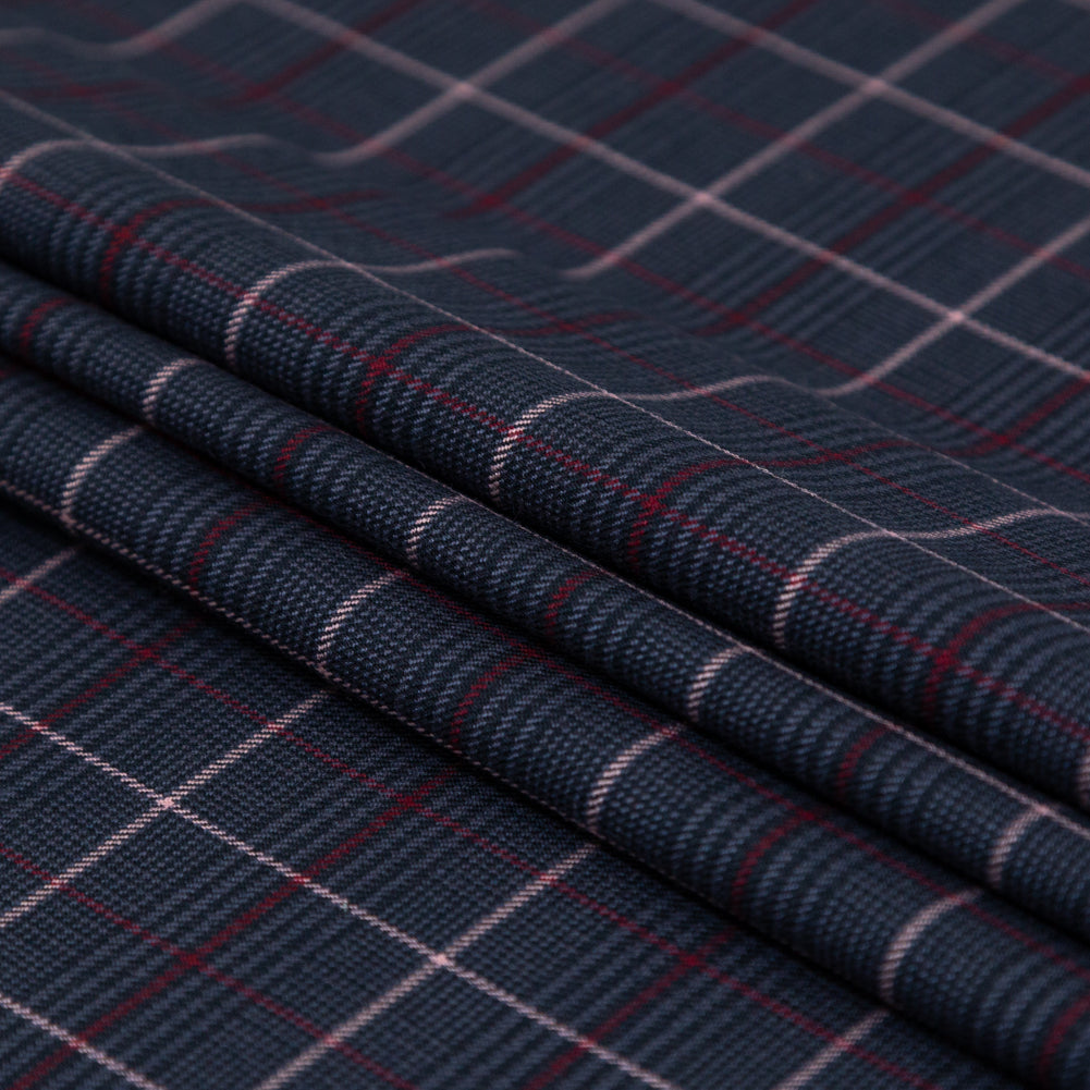 Rag & Bone Steel Blue, Orchid and Red Plaid Suiting Folded