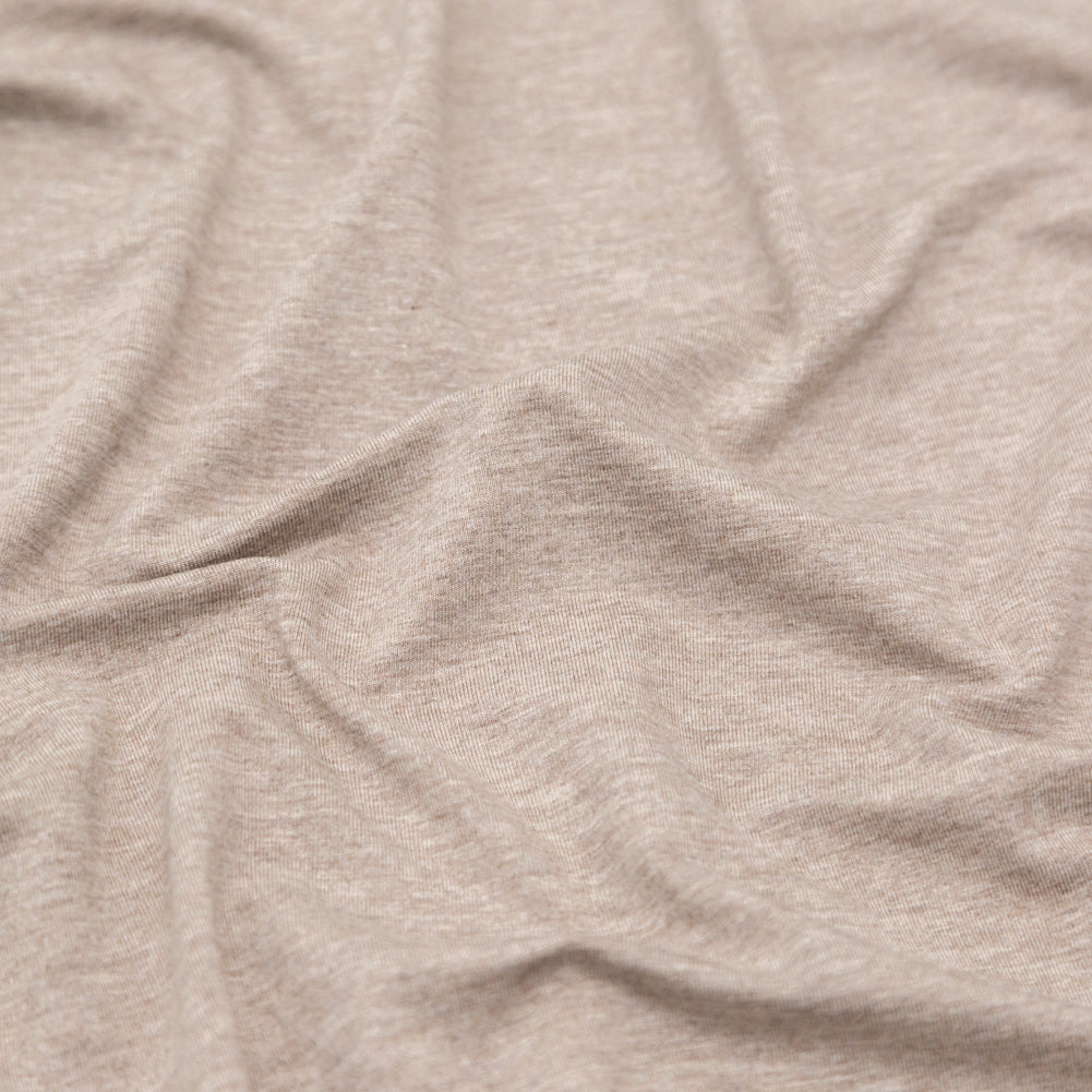 Italian Heathered Beige Stretch Rayon Jersey Detail