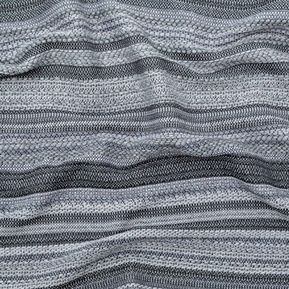 Tactile Gray Striped Wool Tweed