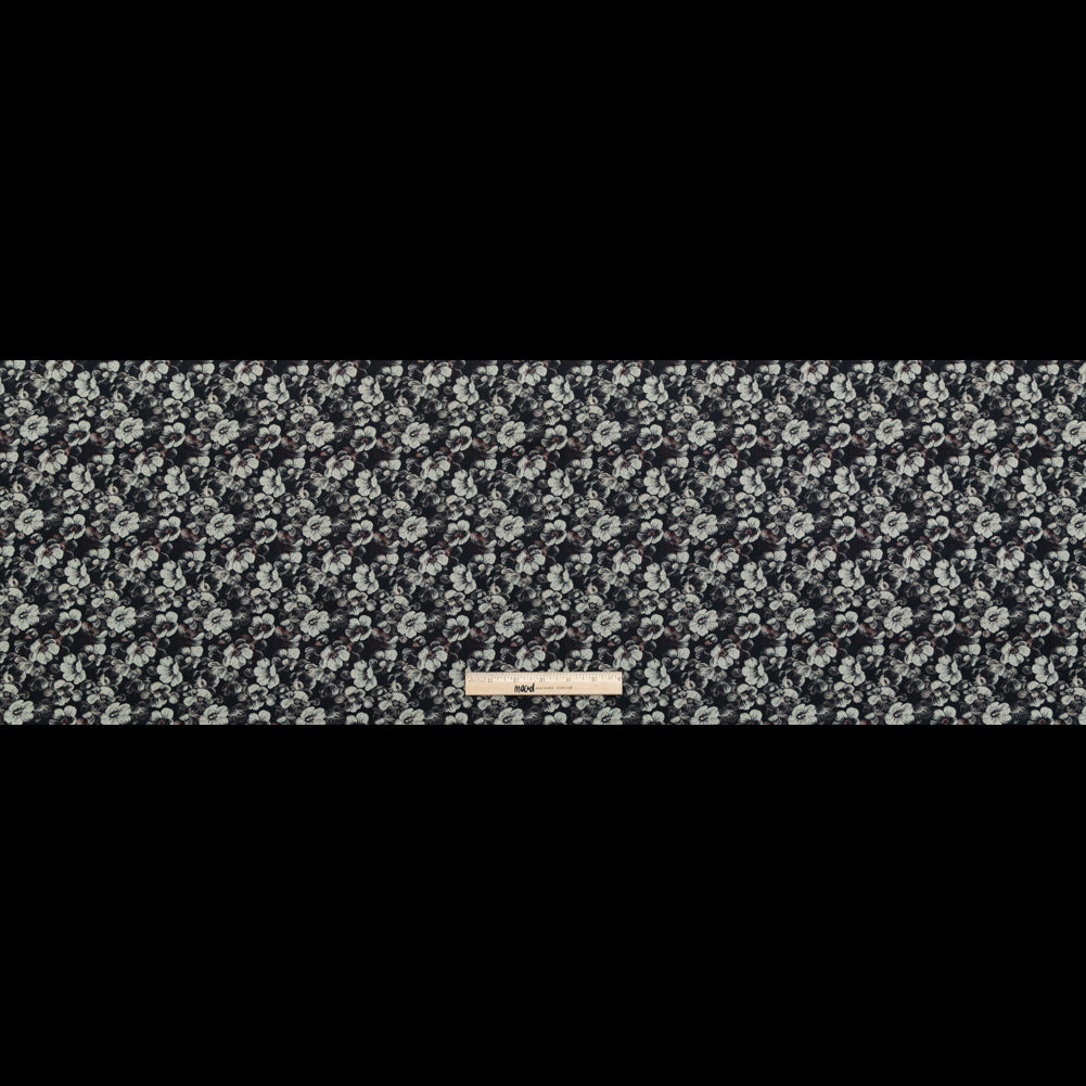 Italian Black, Beige and Brown Floral Stretch Jacquard Full