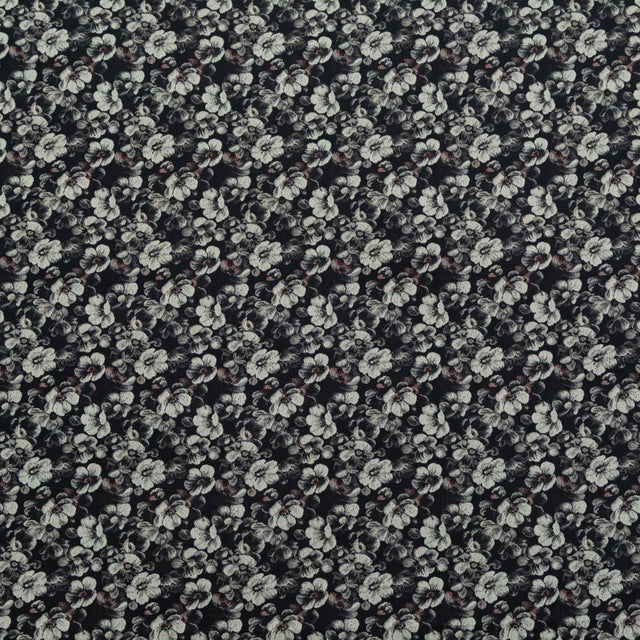 Italian Black, Beige and Brown Floral Stretch Jacquard