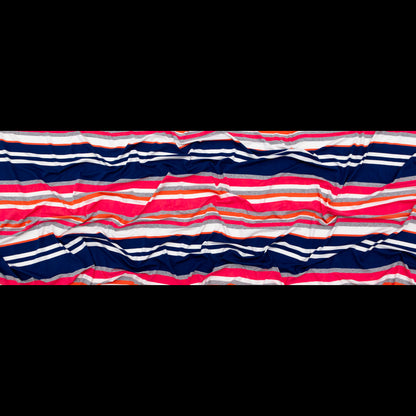 Coral, Navy and Optic White Barcode Striped Rayon Jersey Full