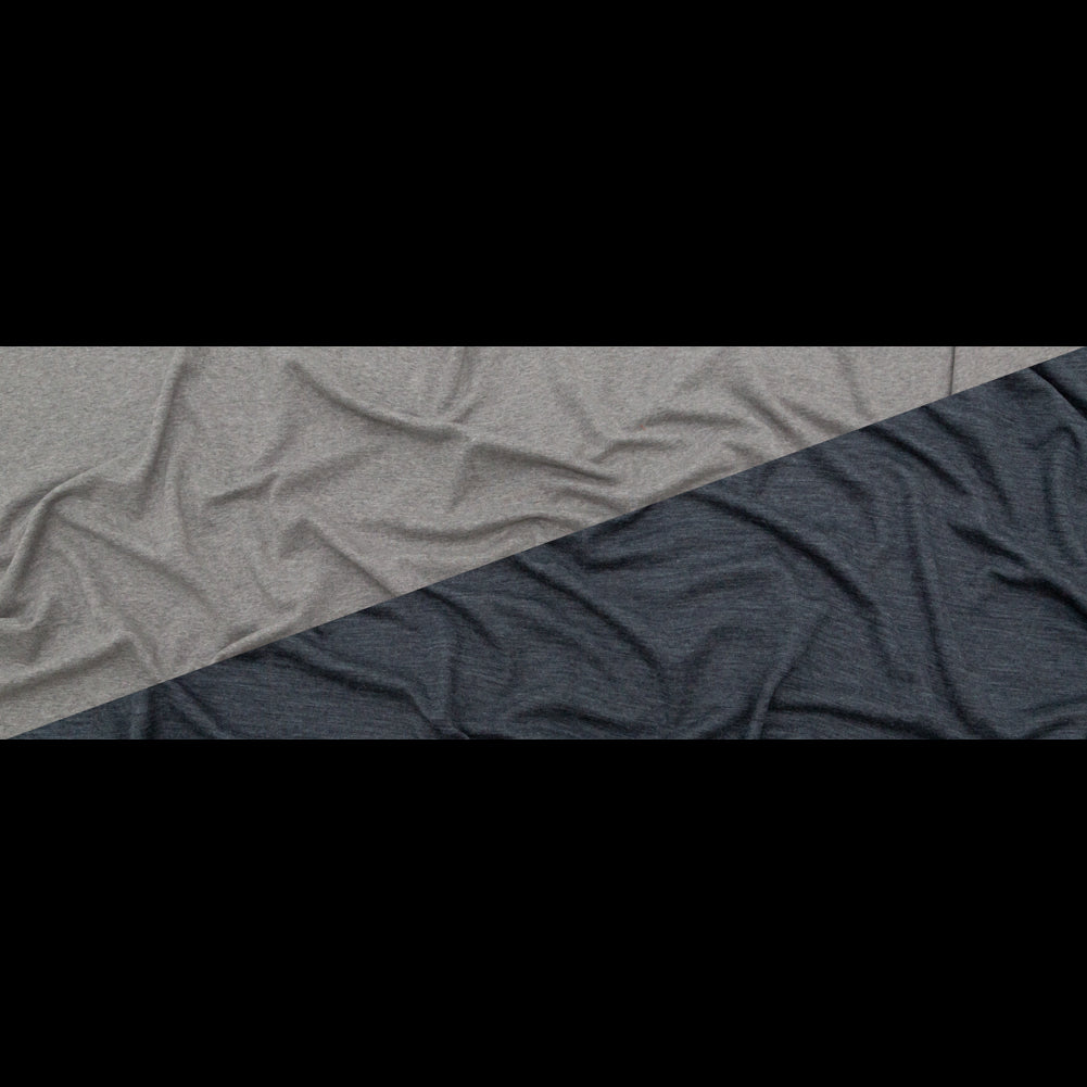 Italian Heathered Gray and Light Gray Double Faced Wool Double Knit Full