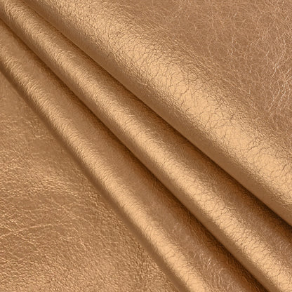 Brown Faux Fur with Metallic Gold Faux Leather Backing Folded