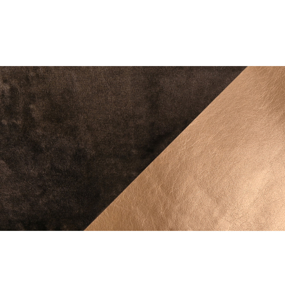 Brown Faux Fur with Metallic Gold Faux Leather Backing Full