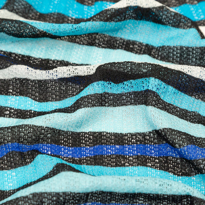Blue, Black and White Wavy Striped Sweater Knit Detail