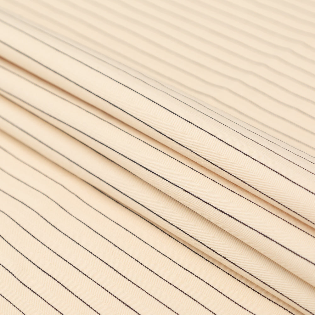 Rag & Bone Beige and Black Pencil Striped Selvedge Denim Folded