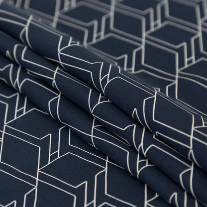 Rag & Bone Navy and White Geometric Silk Charmeuse Folded