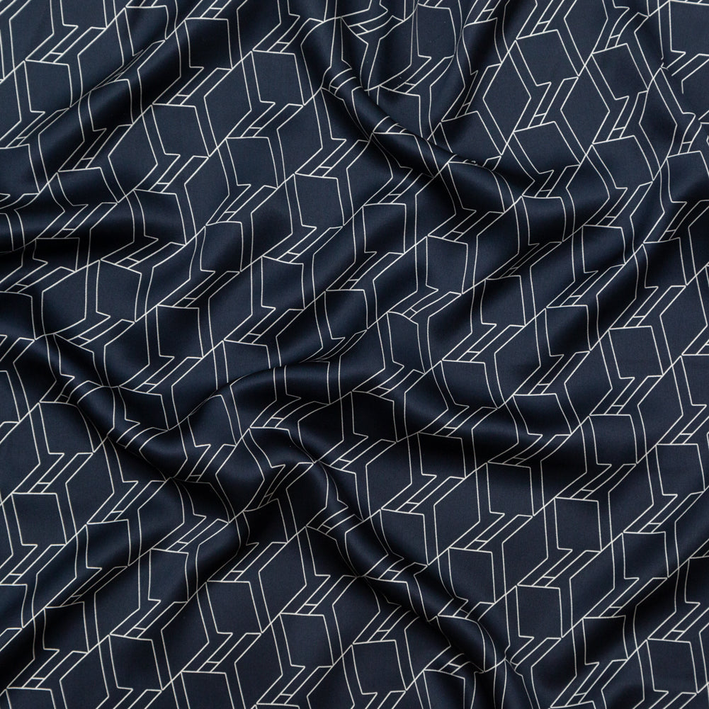 Rag & Bone Navy and White Geometric Silk Charmeuse